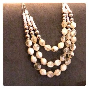 Yellow, white and gold beaded necklace